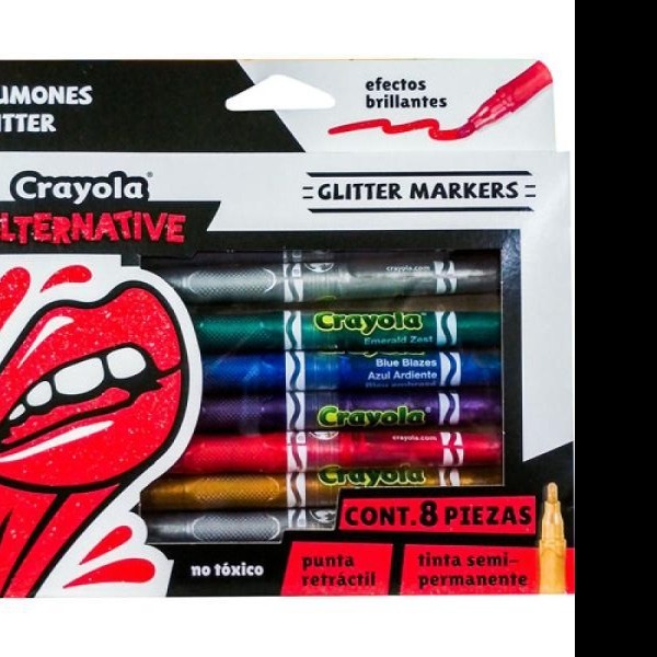 MARCADOR SEMI PERM. DELG. MET CGLITTER CRAYOLA ESTUCHE C8 PZAS